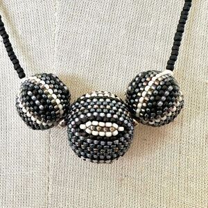 Blue beaded ball adjustable necklace
